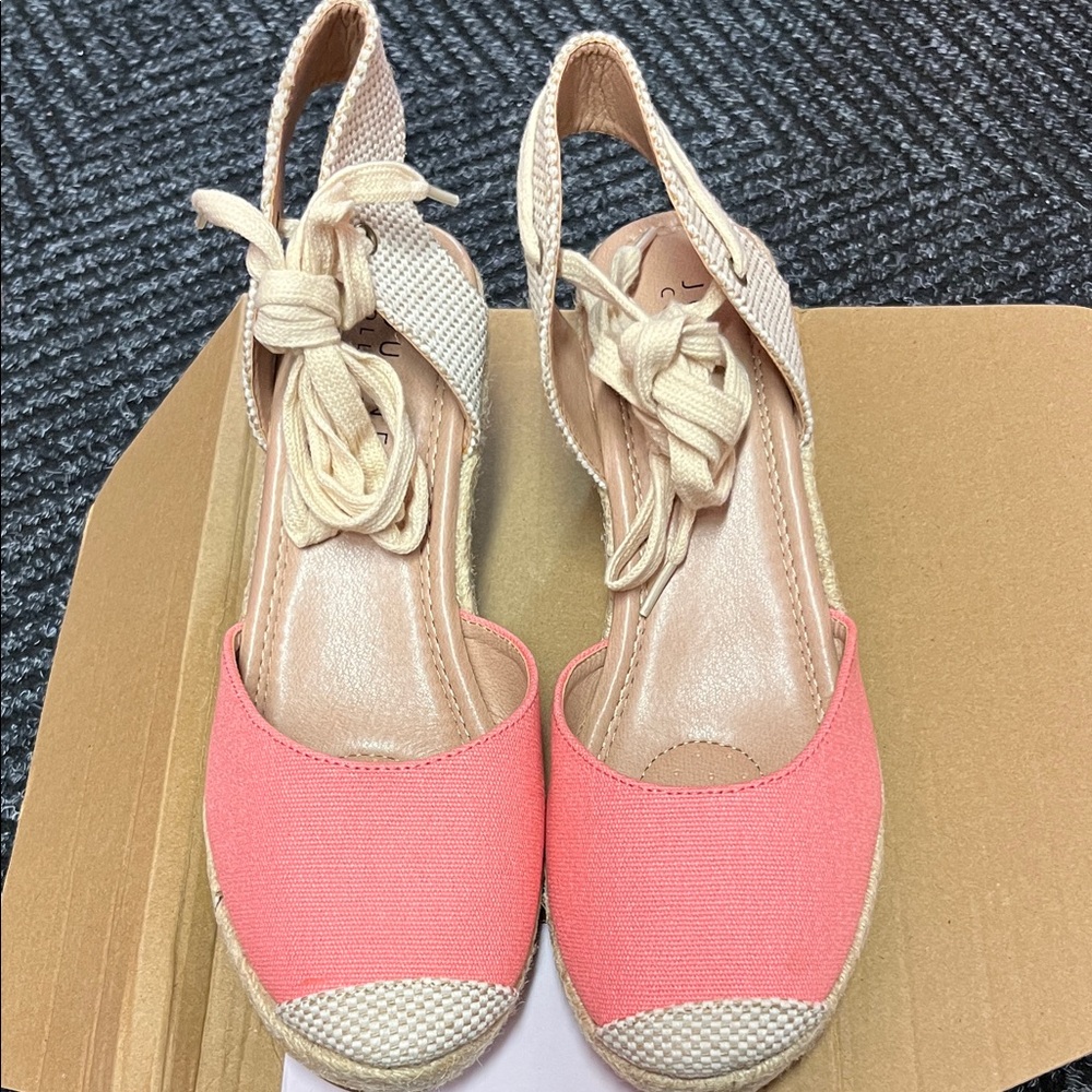 Journee Collection Pink Espadrille Wedge Sandals